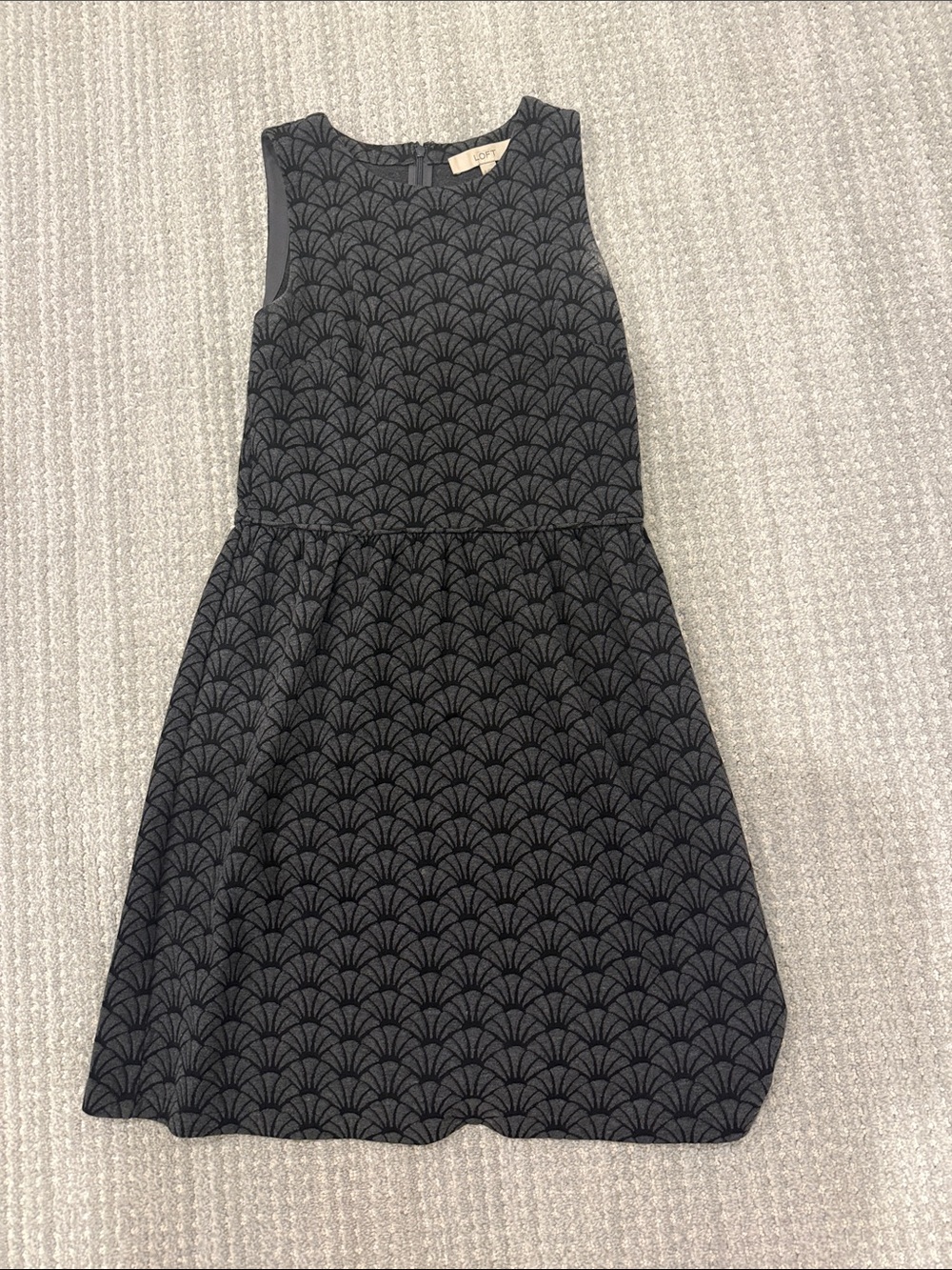 LOFT Black & Charcoal Patterned Sleeveless Mini Dress